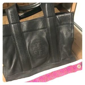 Tory Burch Black Pebbled Leather Tote